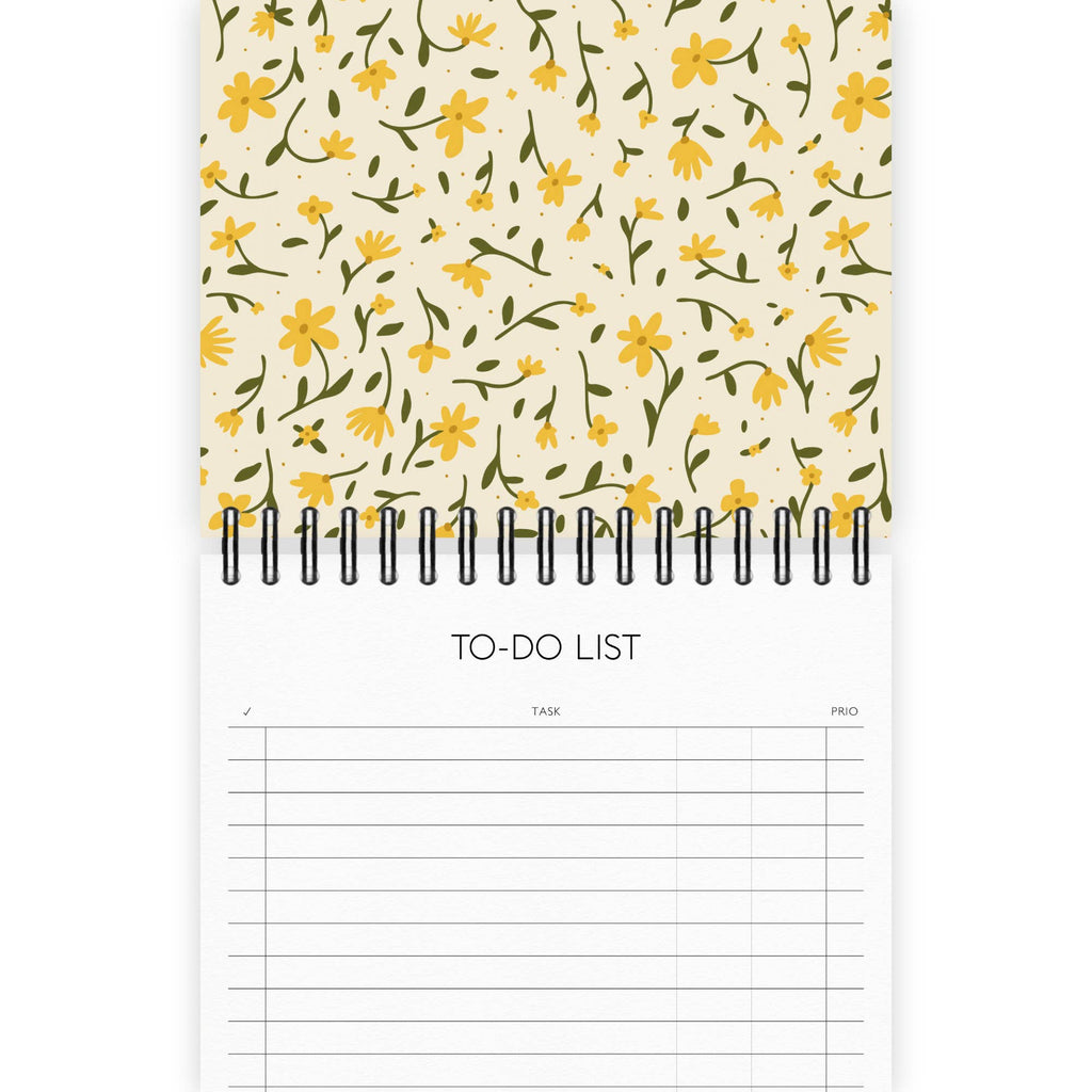 To Do List à Spirale Motif Floral