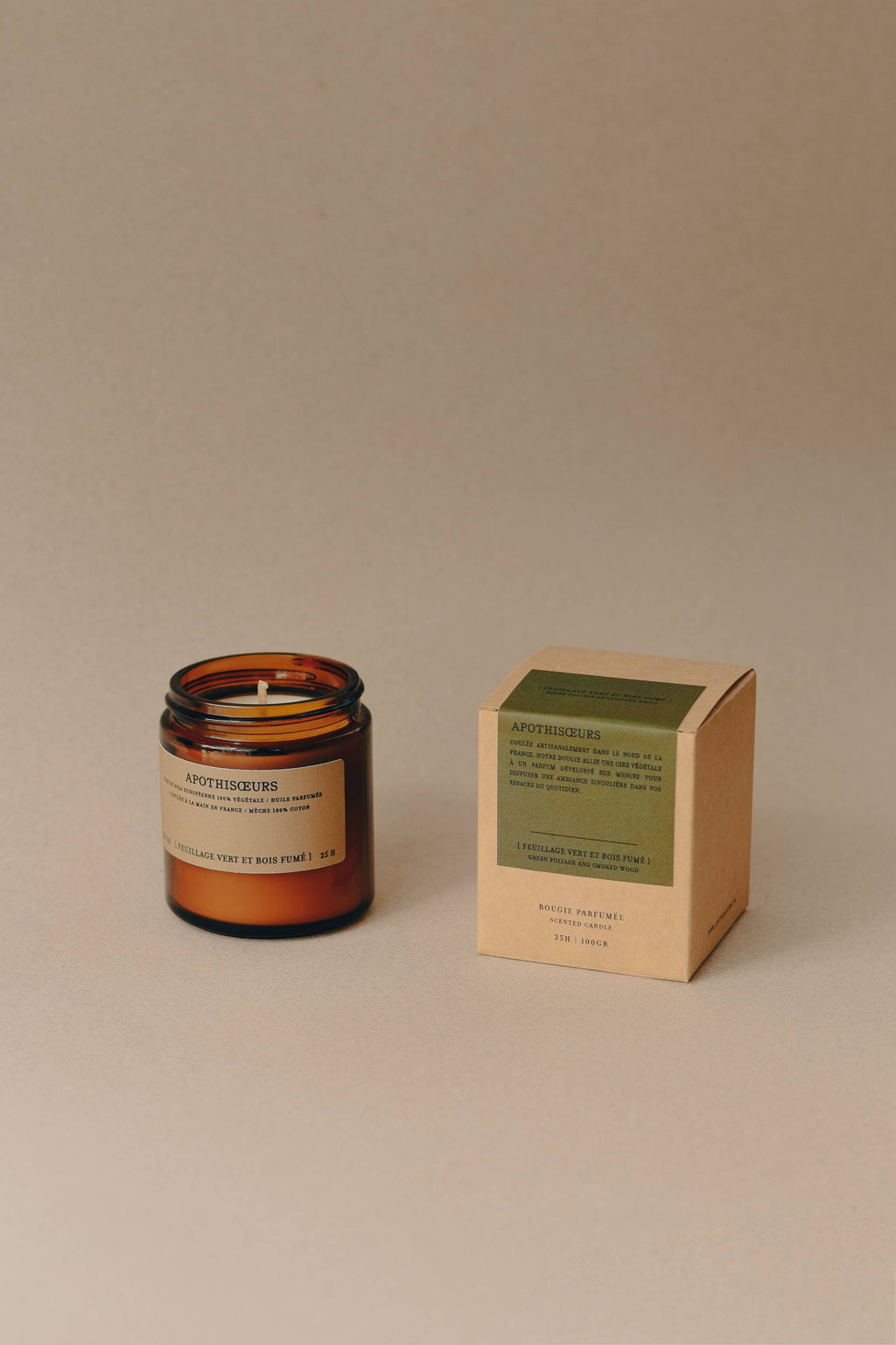 Bougie Feuillage vert et Bois fumé